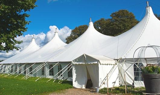 portable restrooms arranged for a special event, providing quick and easy access for attendees in Independence